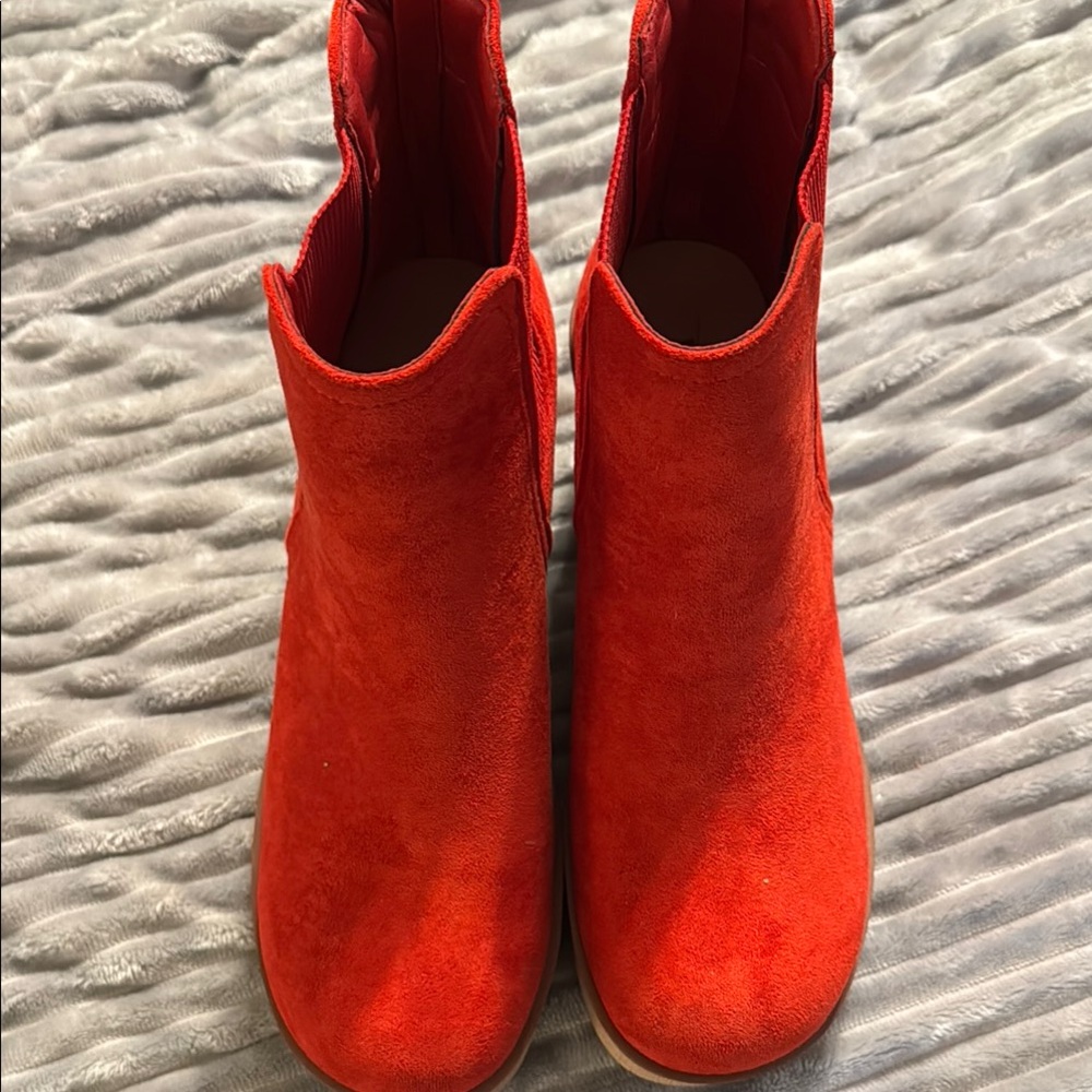 Pierre Dumas Red Ankle Booties with Elastic Panels - NEVER WORN